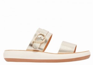 Gold White Ancient Greek Sandals Preveza Comfort Women Slide Sandals | BBN9564RN