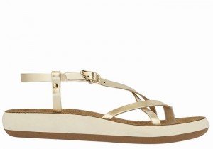 Gold White Ancient Greek Sandals Semele Comfort Women Back-Strap Sandals | DNY7753ZF