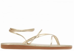 Gold White Ancient Greek Sandals String Women Gladiator Sandals | UMD2047JZ