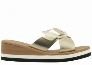 Gold White Ancient Greek Sandals Thais Rainbow Women Wedge Sandals | JQU4629AL