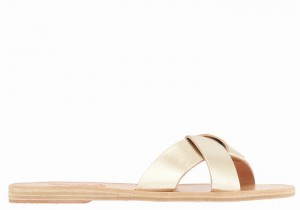 Gold White Ancient Greek Sandals Whitney Women Slide Sandals | PFF9869DG