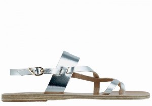 Silver Ancient Greek Sandals Alethea Leather Women Back-Strap Sandals | GDA6850PP