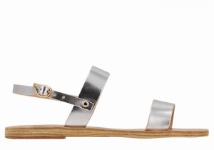 Silver Ancient Greek Sandals Clio Women Back-Strap Sandals | MSV7317KM