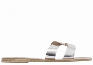 Silver Ancient Greek Sandals Desmos Women Slide Sandals | HKX7678LO