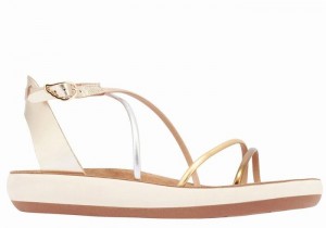 White Ancient Greek Sandals Anastasia Comfort Women Ankle Strap Sandals | XWH3346FD