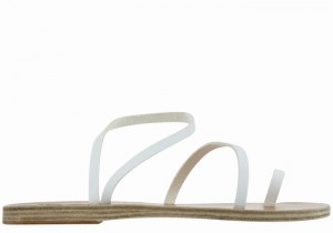 White Ancient Greek Sandals Apli Eleftheria Leather Women Toe-Post Sandals | SBK6718UZ