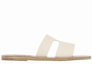 White Ancient Greek Sandals Apteros Women Slide Sandals | CNB3040XP