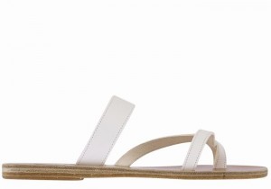 White Ancient Greek Sandals Daphnae Leather Women Slide Sandals | NTC6879TL