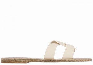 White Ancient Greek Sandals Desmos Women Slide Sandals | XBV820LK