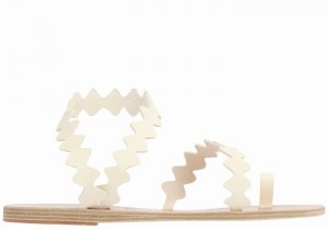 White Ancient Greek Sandals Eleftheria Onda Leather Women Toe-Post Sandals | OVG7274QL