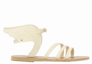 White Ancient Greek Sandals Ikaria Leather Women Ankle Strap Sandals | OXA8983ZU