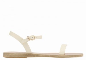 White Ancient Greek Sandals Irida Leather Women Back-Strap Sandals | SOP5359JA