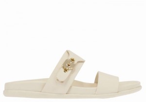 White Ancient Greek Sandals Latria Women Slide Sandals | OHF5228TZ