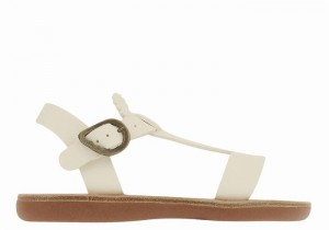 White Ancient Greek Sandals Little Amber Soft Kids' Flat Sandals | NTH2858PU