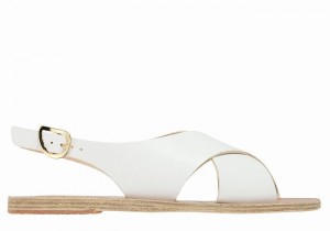 White Ancient Greek Sandals Maria Leather Women Casual Sandals | VFW6296OQ