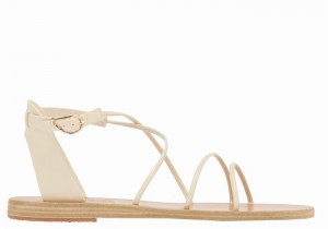 White Ancient Greek Sandals Meloivia Women Ankle Strap Sandals | ZNI9794CF