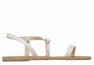 White Ancient Greek Sandals Niove Leather Women Back-Strap Sandals | MSQ2914HK