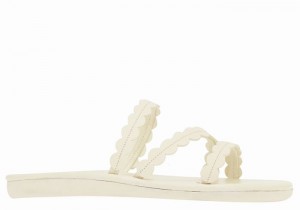 White Ancient Greek Sandals Oceanis Women Slide Sandals | FHP1072WE