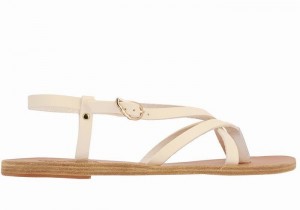 White Ancient Greek Sandals Semele Leather Women Back-Strap Sandals | YEL6630BK