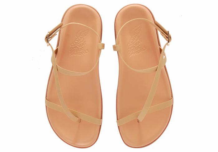 Beige Ancient Greek Sandals Aimilia Women Back-Strap Sandals | CXA1166KN