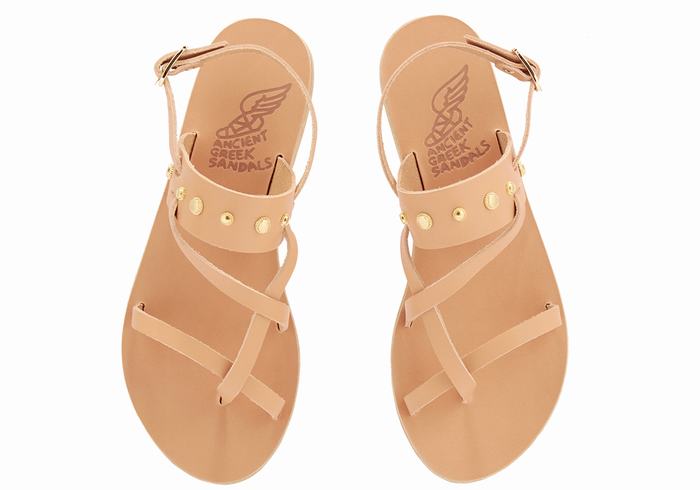 Beige Ancient Greek Sandals Alethea Bee Women Back-Strap Sandals | ARJ4249WW