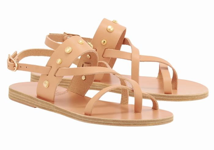 Beige Ancient Greek Sandals Alethea Bee Women Back-Strap Sandals | ARJ4249WW