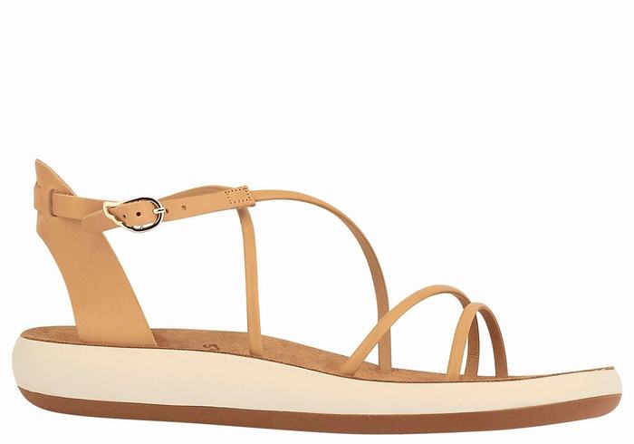 Beige Ancient Greek Sandals Anastasia Comfort Women Ankle Strap Sandals | VWB2464PO