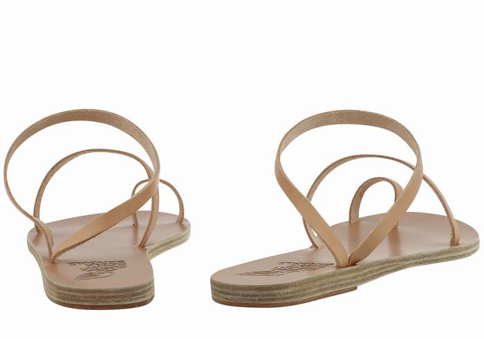 Beige Ancient Greek Sandals Apli Eleftheria Leather Women Toe-Post Sandals | HUS7455OK