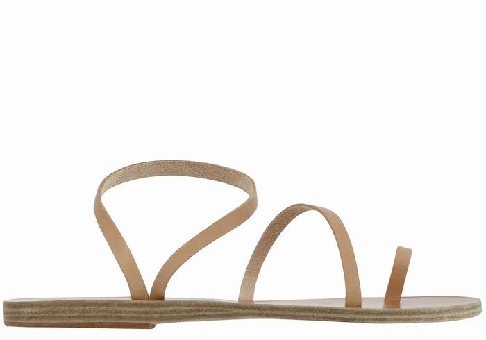 Beige Ancient Greek Sandals Apli Eleftheria Leather Women Toe-Post Sandals | HUS7455OK