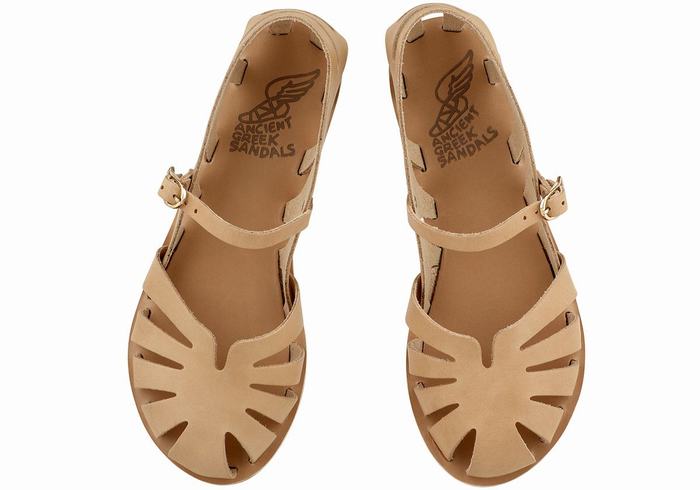 Beige Ancient Greek Sandals Apollonia Leather Women Fisherman Sandals | WGH9196NY