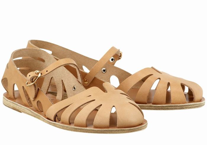 Beige Ancient Greek Sandals Apollonia Leather Women Fisherman Sandals | WGH9196NY