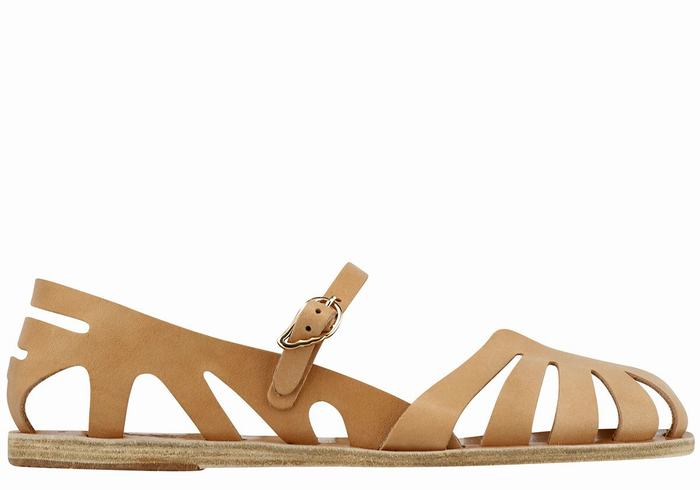 Beige Ancient Greek Sandals Apollonia Leather Women Fisherman Sandals | WGH9196NY