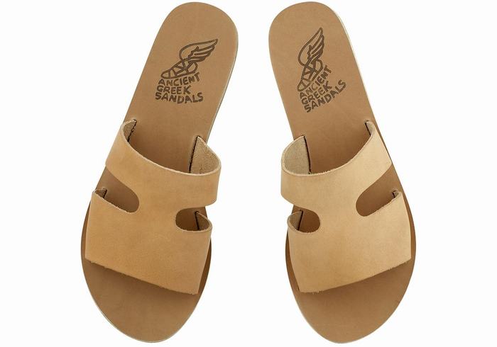 Beige Ancient Greek Sandals Apteros Women Slide Sandals | OOA222FF