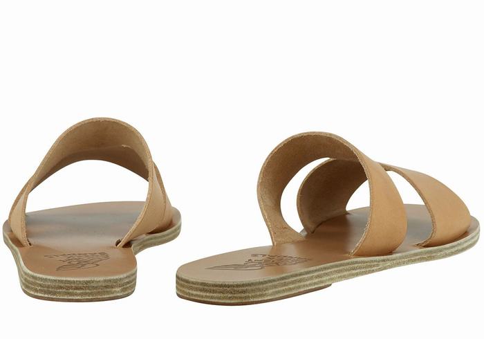 Beige Ancient Greek Sandals Apteros Women Slide Sandals | OOA222FF