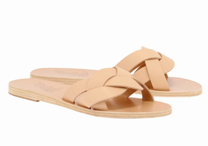 Beige Ancient Greek Sandals Arachne Women Slide Sandals | OGA3538JF