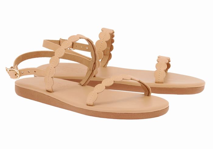 Beige Ancient Greek Sandals Aroula Women Back-Strap Sandals | KKC3356IN