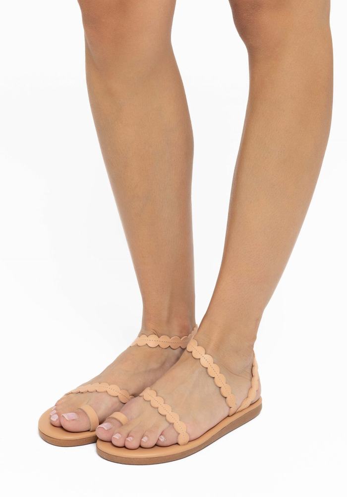 Beige Ancient Greek Sandals Aura Women Toe-Post Sandals | BPQ1643CI