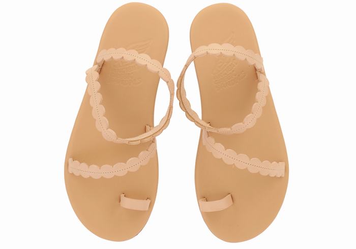 Beige Ancient Greek Sandals Aura Women Toe-Post Sandals | BPQ1643CI