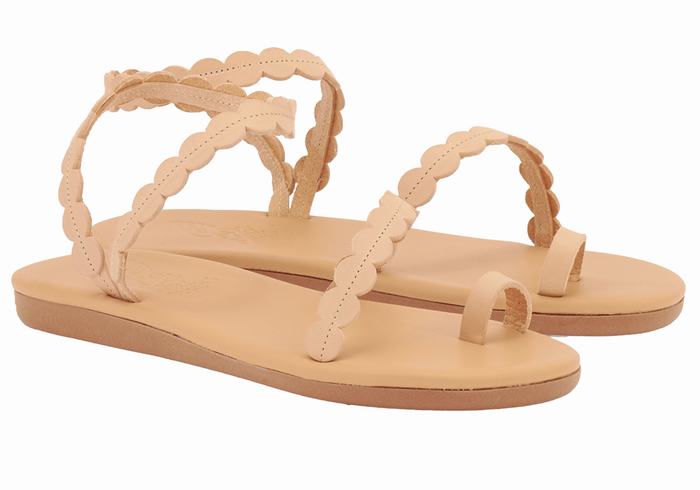 Beige Ancient Greek Sandals Aura Women Toe-Post Sandals | BPQ1643CI