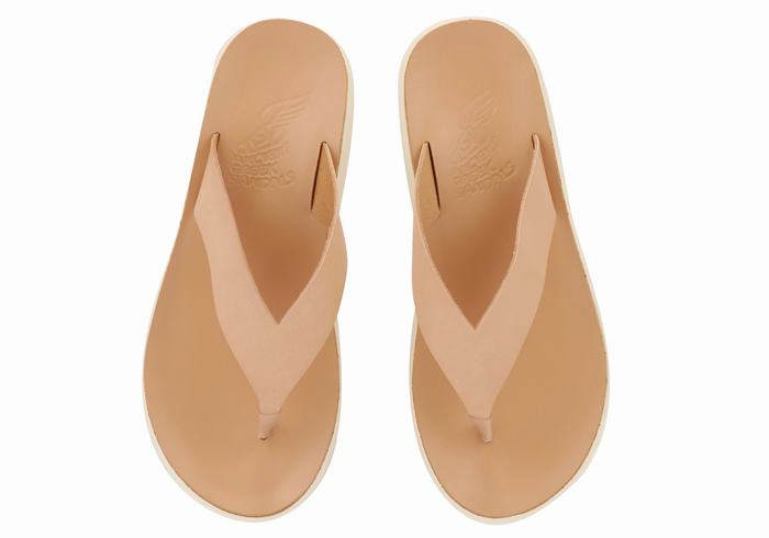 Beige Ancient Greek Sandals Charys Comfort Women Flip Flops | PGR82UK