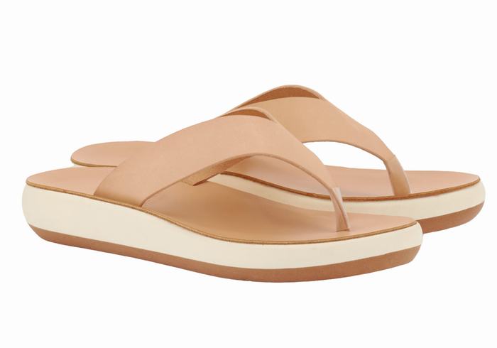 Beige Ancient Greek Sandals Charys Comfort Women Flip Flops | PGR82UK