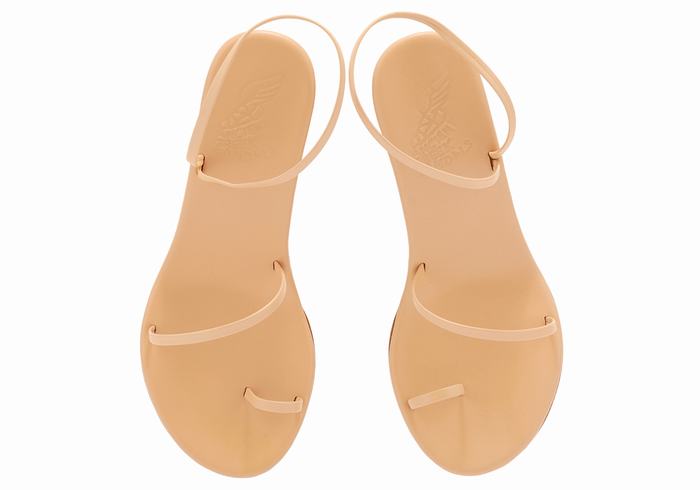 Beige Ancient Greek Sandals Chora Mid Women Wedge Sandals | LOC5537LE