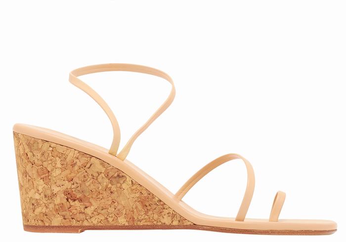 Beige Ancient Greek Sandals Chora Mid Women Wedge Sandals | LOC5537LE