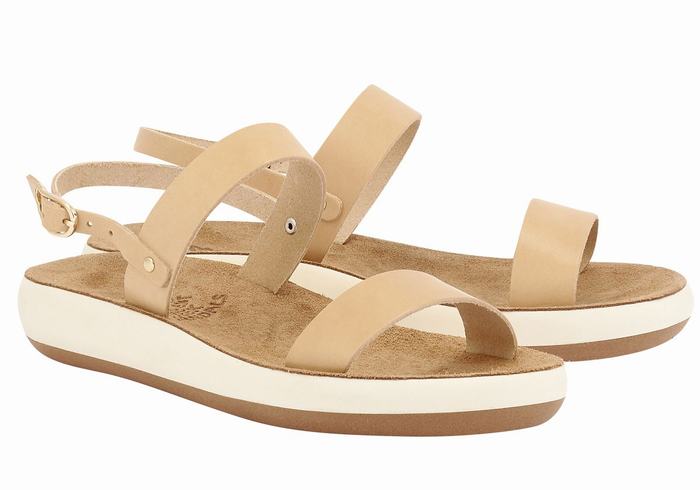 Beige Ancient Greek Sandals Clio Comfort Women Casual Sandals | TDO81GV