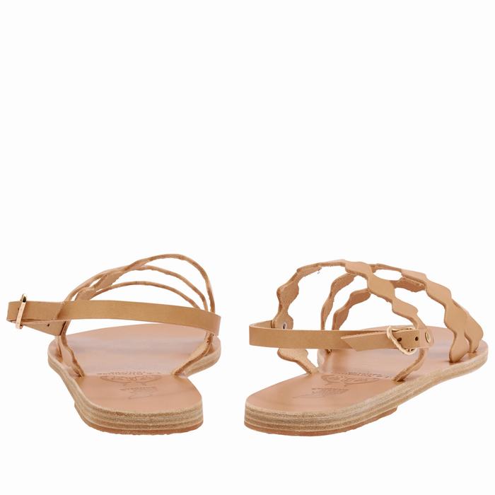 Beige Ancient Greek Sandals Clio Onda Women Back-Strap Sandals | CDM9964MN