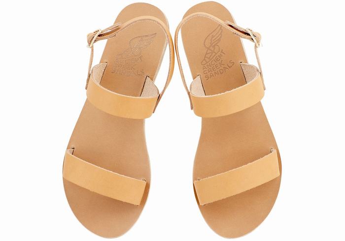 Beige Ancient Greek Sandals Clio Women Back-Strap Sandals | LDU4710ZX