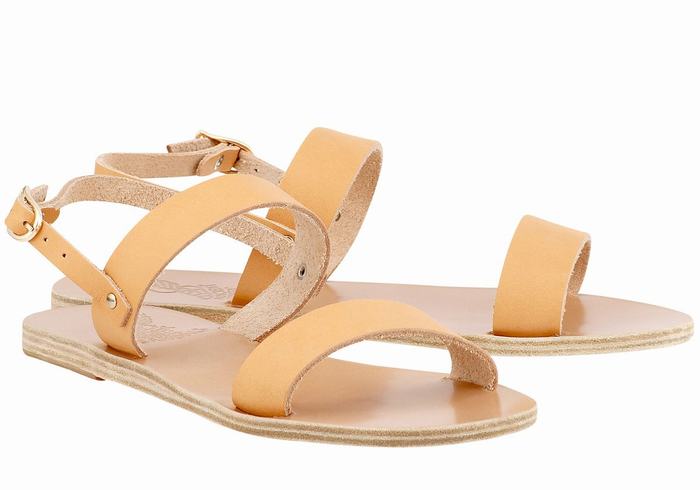 Beige Ancient Greek Sandals Clio Women Back-Strap Sandals | LDU4710ZX