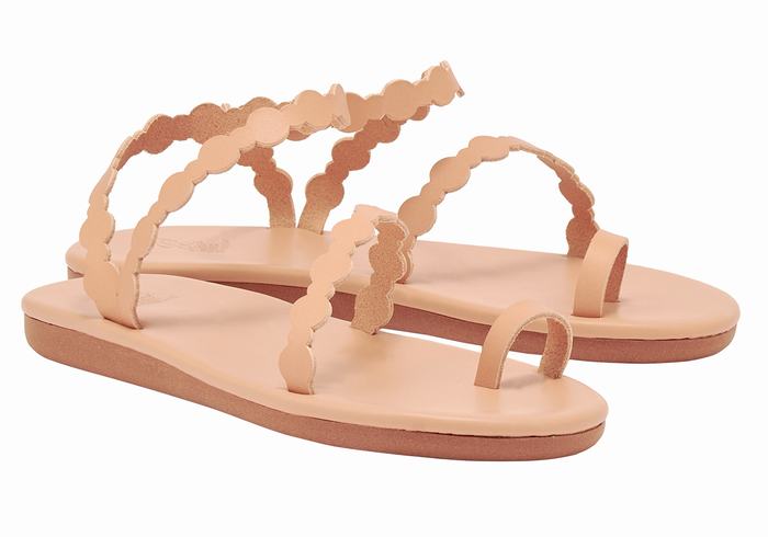 Beige Ancient Greek Sandals Cronos Women Toe-Post Sandals | MWE3696OX