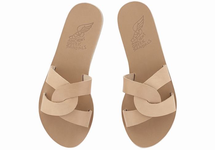 Beige Ancient Greek Sandals Desmos Women Slide Sandals | KWS6933AD