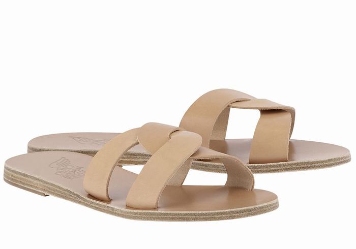 Beige Ancient Greek Sandals Desmos Women Slide Sandals | KWS6933AD